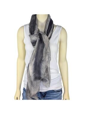 Eyelash Fringe Festival Scarf Multi Wear Wrap Feather Print Semi Sheer Boho Chic